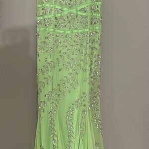 Green Beaded Evening Gown
